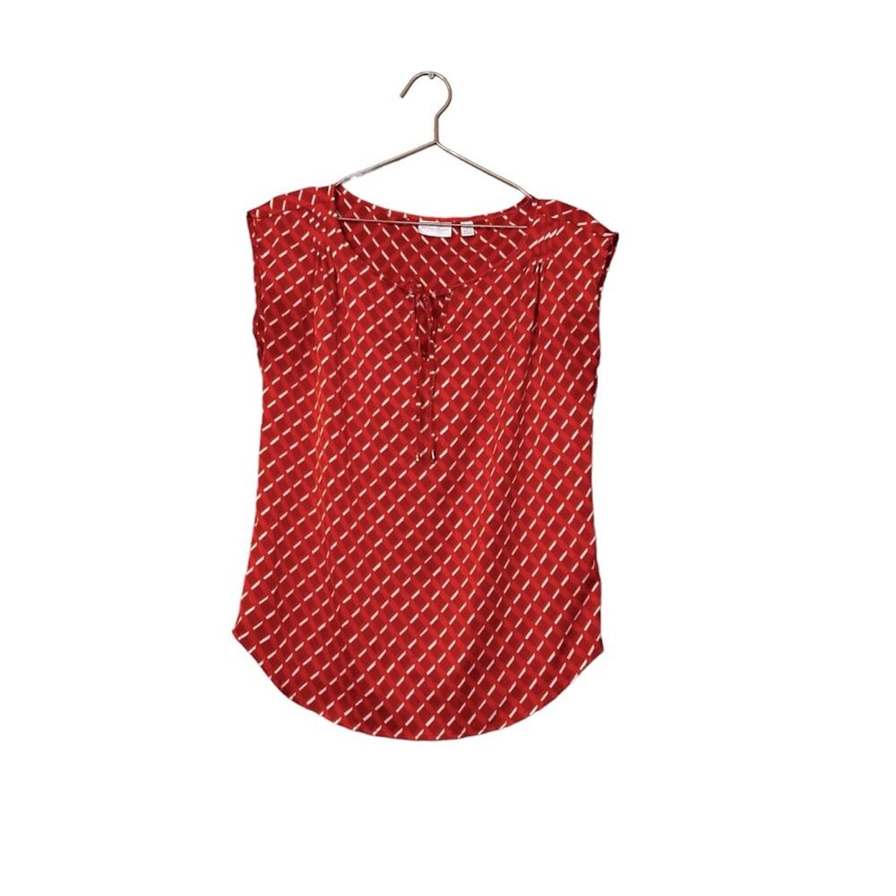 New York & Company orange rust sleeveless blouse with tie size small